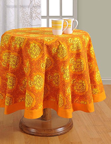 Click Here to See More Images ShalinIndia Printed Round Tablecloth - 60 inches in Diameter - Tablecloths for 4 Seat Tables - Duck Cotton - Machine Washable