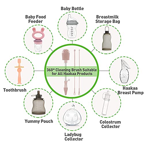 haakaa Silicone Cleaning Brush Kit Blush Scrub Brush for Breast