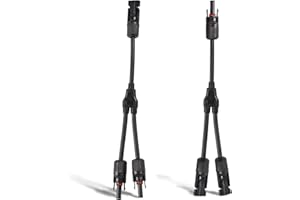 Vemote Solar Panel Y Branch Parallel Cable 10AWG, 45A Waterproof Solar 2 to 1 Adapter Cable Wire Male Female Connector 1 Pair, (MFF+FMM,30CM/0.98FT)
