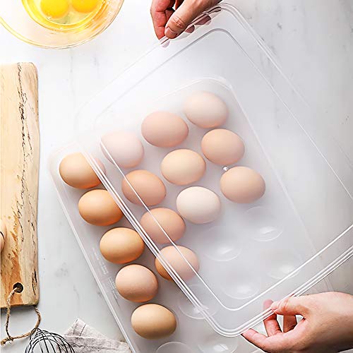 HANSGO Egg Holder for Refrigerator, Deviled Egg Tray Carrier with Lid Fridge Egg Dispenser Egg Storage Stackable Plastic Egg Containers, 24 Egg Box