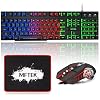 MFTEK Gaming Keyboard and Mouse Combo with Large Mouse Pad, RGB Rainbow Backlit Gaming Keyboard and Illuminated Gaming…