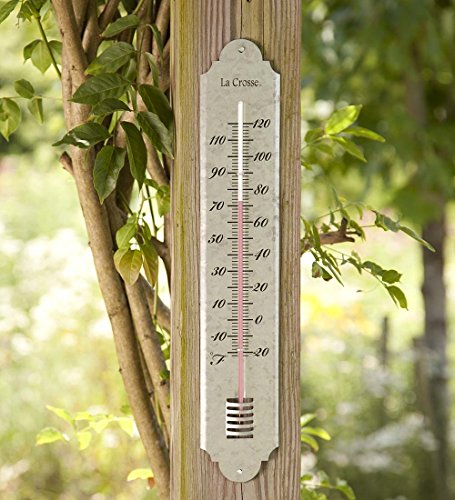 Large galvanized metal thermometer