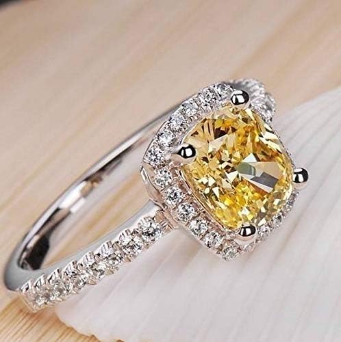 maket (Size US 4~13) Wedding Birthstone Bride Engagement Clear/Yellow/Pink Diamond Ring 925 Sterling Silver Ring Gifts(Pink,8.5)