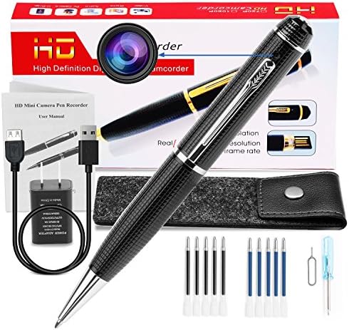 Hidden Spy Camera Pen, Portable Mini Pen Cameras 1080p HD Camcorder Surveillance DVR Camera Video and Photo Quality Clear with Protected Bag and 10 Refills