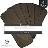 Bumworks Charcoal Bamboo 4 Layer Inserts for Cloth Diapers (Set of 6) - Washable and Reusable Diaper Liners - Absorbent and Super Soft Help Protect Sensitive Skin