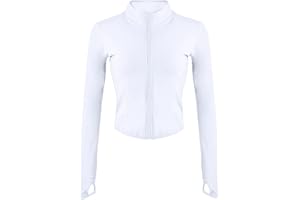 Zyrulix Women’s Lightweight Athletic Jacket Full Zip Running Track Jacket Yoga Tops Sports Workout Jackets with Thumb Holes