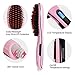 Hair straightening Brush, Oak Leaf Hair Straightener Brush Electric Heating Ceramic Comb, Pink, Working Temperature ranging 356-446℉