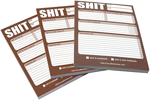 Funny - SHIT TO DO LIST - Three NOTEPAD COMBO PACK! Doodle Snicker Novelty Pads