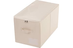 56 x 32 x 33 cm, Large Stackable Closet Storage Clothes Boxes with Lid, Collapsible Wardrobe Storage Bins for Queen/King Size