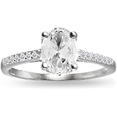 GemStar USA Sterling Silver Synthetic White Sapphire Oval Crown Ring