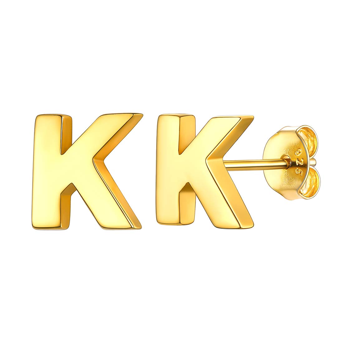 ChicSilver Tiny Initial K Letter Stud Earrings for Women Sensitive Ears Gold Plated Alphabet Minimalist Jewelry — image 1