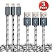 ZYD 3 Pack Certified Nylon Braided 8 Pin Lightning to USB Cable (6 Feet / 2 Meters)
