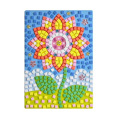 Weoxpr Mosaic Sticker EVA DIY Handmade Art Kits for Kids - Sunflower, Woodpecker, Hot Air Balloon, Butterfly, Giraffe, Sailboat