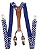 JAIFEI Suspenders & Bowtie Set- Men's Elastic X Band Suspenders + Bowtie For Wedding, Formal Events (Dots-Royal Blue)