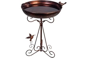VEWOGARDEN Metal Bird Baths for Outdoors Vintage Garden Birdbath 12" Bird Bath Bowl Pedestal Bird Baths Standing Bird Feeder Birdbath with Folding Bracket