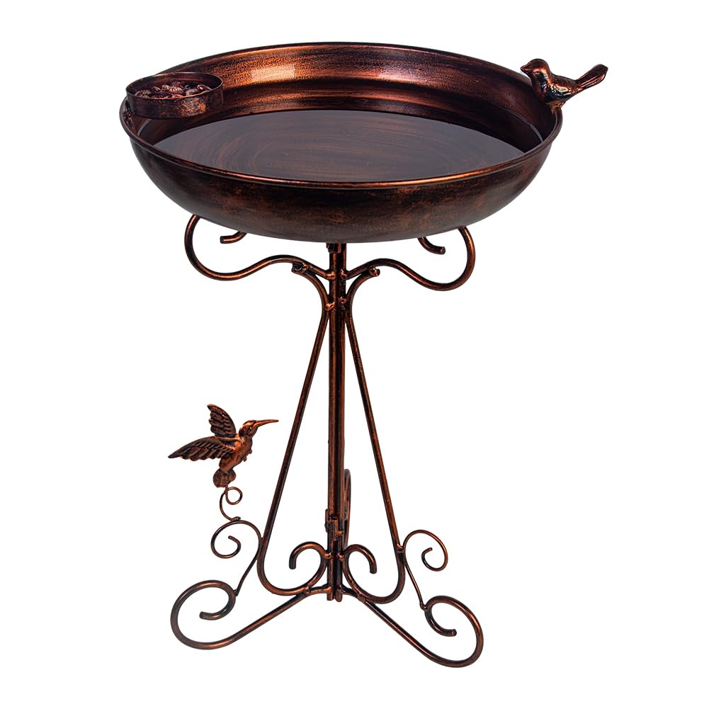 Photo 1 of VEWOGARDEN Metal Bird Baths for Outdoors Vintage Garden Birdbath 12" Bird Bath Bowl Pedestal Bird Baths Standing Bird Feeder Birdbath with Folding Bracket