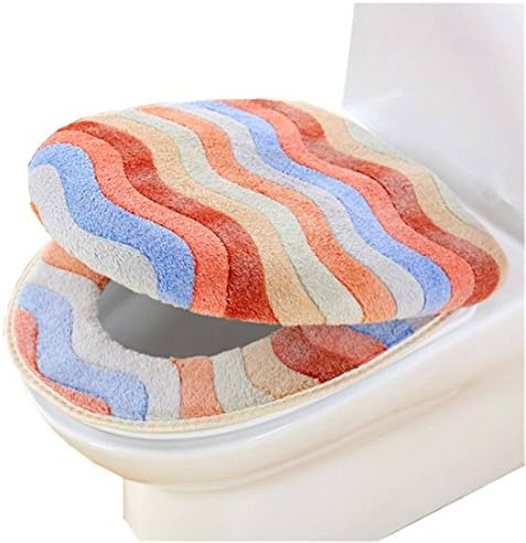 Affe Winter Thicken Rainbow Toilet Seat Two-piece Set Toilet Seat Toilet Seat Cover, Coffee