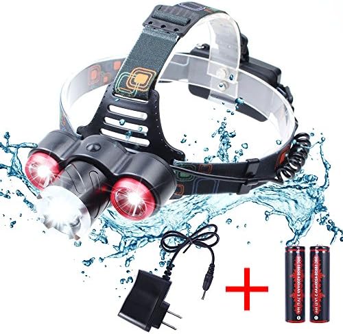 JUDYelc 6000 Lumen LED Headlamp-Effect Range 400-500 Meters 4 Modes Bright Headlights with Rechargeable Battery Powered Waterproof Helmet Light for Camping, Running, Hiking and Reading Outdoor Sports