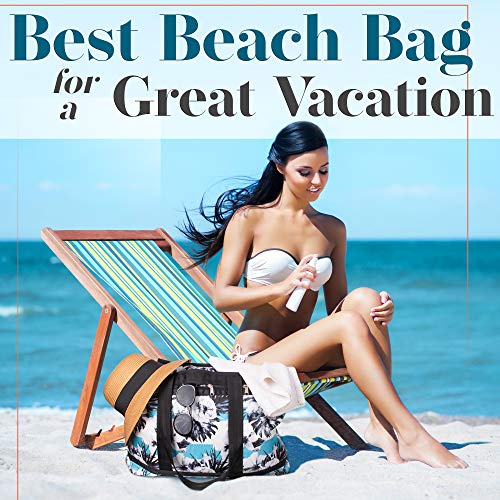 Extra Large Utility Tote Beach Bag With Hard Bottom And Top Zipper