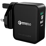Quick Charge 3.0, Dual USB Quick Charger [Lifetime Warranty] - RAVPower Turbo+ 30W Wall Charger - Fast Charger for Galaxy S7 S6 Edge /Plus, Note 5 4, LG G4, Moto G4, HTC One A9 -Black