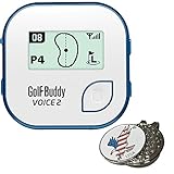 BUNDLE: 2017 Golf Buddy Voice 2, Blue + Custom Ball Marker and Hat Clip - American Eagle
