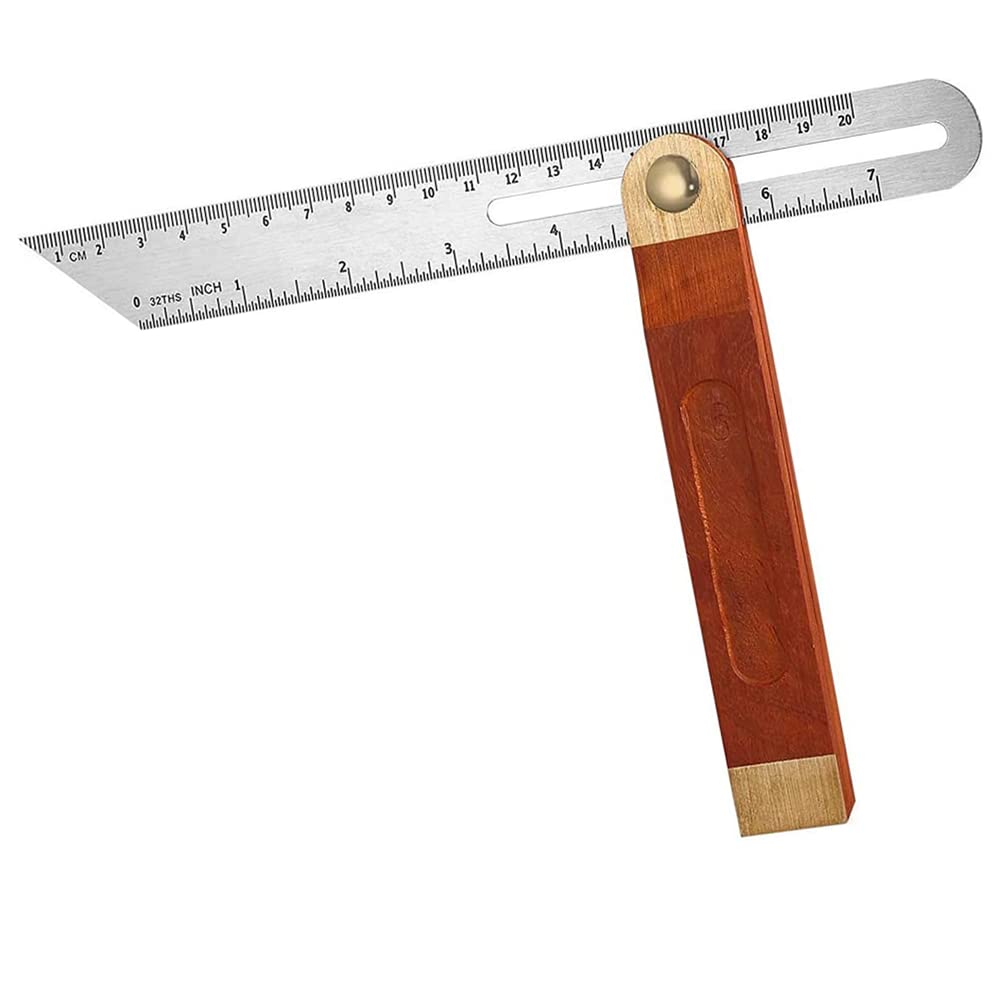 1 PCS Adjustable Carpentry Square Bevel Gauge Sliding T Bevel Ruler Stainless Steel Blade Ruler with Hardwood Handle for Craftsman Carpenter Architect Engineer Woodworking