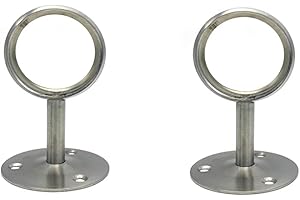 NELXULAS Stainless Steel Heavy Duty Closet Rod,Curtain Rod End Supports Socket, Flange Rod Holder Closet Pole with Matching Screws (2 INCH, Silver)