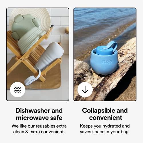 Stojo Collapsible Water Bottle Peony Pink, 20oz / 592ml LeakProof