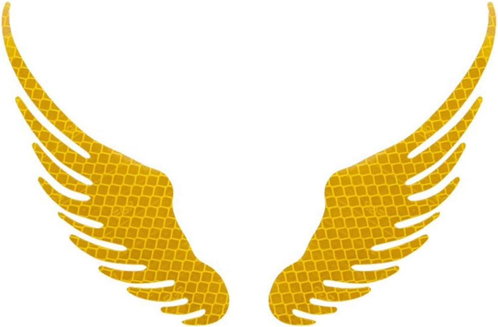 DC CLOUD Angel Wings Reflective Warning Sign Car Stickers Motorcycle Prevent-bump Caution Night Luminous Helmets High Visibility Car yellow