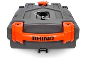 MIDWEST AFTERMARKET Rhino Portable Holding Waste Tote Tank Camper / RV - New Large HD Never Go Flat Wheels & Extra Low Drain Hole - Includes Steel Tow Adapter, 3’ Sewer Hose & More (Original HD 2 Wheel, 15 Gallon)