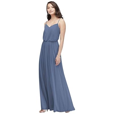 spaghetti strap mesh blouson bridesmaid dress Kali Affordable Spaghetti Straps Sleeveless Long Chiffon Bridesmaid Dresses, Dusty Sage main image 0