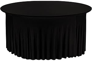 FIVENL 5FT Spandex Table Skirts for Round Table Black Stretch Tablecloth Washable Table Covers Wrinkle Resistant Fitted Table Skirts for Banquet,Wedding,Party,Restaurant,Events (Black)
