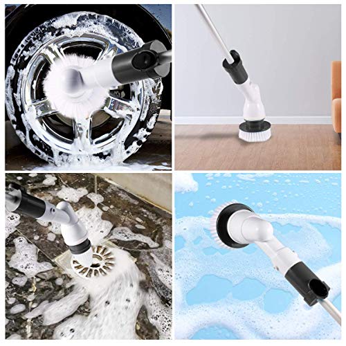 Electric Spin Scrubber, 360 Cordless Rechargeable Tub and Tile Scrubber with 3 Replaceable Cleaning Brush Heads, Extension Handle and Adapter for Bathroom, Kitchen, Floor - Thumbnail 6