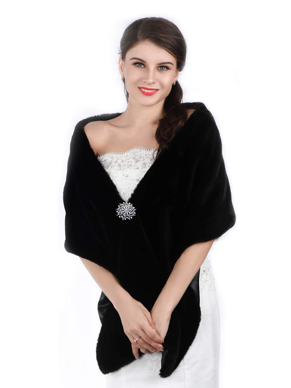 Aukmla Long Wedding Faux Fur Wraps and Shawls Wedding Bridal Stole for Brides and Bridesmaids Aukmla Long Wedding Faux Fur Wraps and Shawls Wedding Bridal Stole for Brides and Bridesmaids