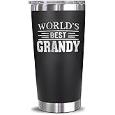 AcevedoDesign World's Best Grandy Tumbler - Best Grandy Laser Engraved - Grandy Mug - Father's Day Gift - Birthday Gift For Grandy - Grandy Coffee Mug - Stainless Steel Travel Tumbler 20Oz, Black