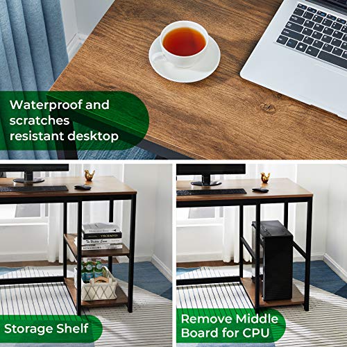 GreenForest Computer Desk 47 inch with Storage Space Home Office Work Desk with 2-Tier Shelves Modern PC Workstation… - Image 2