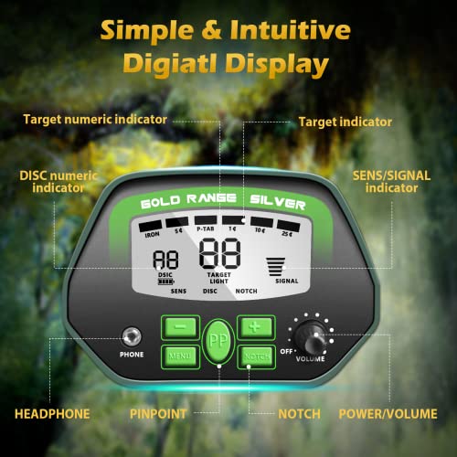 Metal Detector for Adults Professional - IP68 Waterproof Metal Detector, High Accuracy, [All & Disc, Notch & Pinpoint Modes], 10” Waterproof Search Coil, Adjustable Light, 2022 New Version