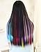 SWACC 12 Pcs Multi-Colors Party Highlights Clip on in Hair Extensions Colored Hair Streak Synthetic Hairpieces (22-Inch Straight, 12 Pcs Multiple colors)thumb 2