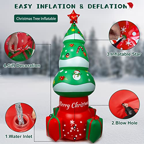 8FT Christmas Inflatables, CNDREAM Christmas Tree Inflatable, Outdoor Christmas Decorations for Xmas Holiday Party Indoor, Outdoor, Yard, Garden, Lawn Décor