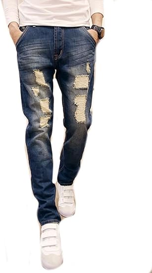 Amazon Beat Up メンズ 秋 冬 スリム 穴あき パッチ ジーンズ デニム パンツ ズボン カジュアル ファッション アパレル おしゃれ かっこいい 大きい サイズ 30 G38 ジーンズ 通販