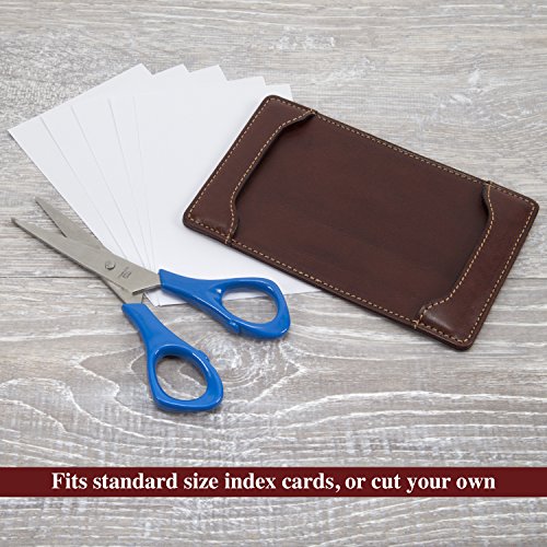 Tony Perotti Women's Italian Leather Pocket Note Memo Jotter Writing Pad Holder Case fits 5 x 3 Paper Index Cards Best for Doodle Drawing Or Scratch Drafts, Brown