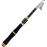 Richary 5.2ft Telescopic Fishing Rod, Fiberglass Portable Fishing Pole with Stainless Steel Guides, Compact Fishing Gear for Freshwater Spinning Rod Travel Fishing