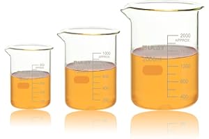 ULAB Scientific Glass Beaker Set, 3 Size of Vol. 500ml 1000ml 2000ml, 3.3 Borosilicate Griffin Low Form with Printed Graduati