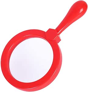 Kids Magnifying Glass Handheld Jumbo Magnifiers with Stand, Exploration Play Reading Magnifier for Children, 5X Magnification Loupe (Ages 3+) (Red)
