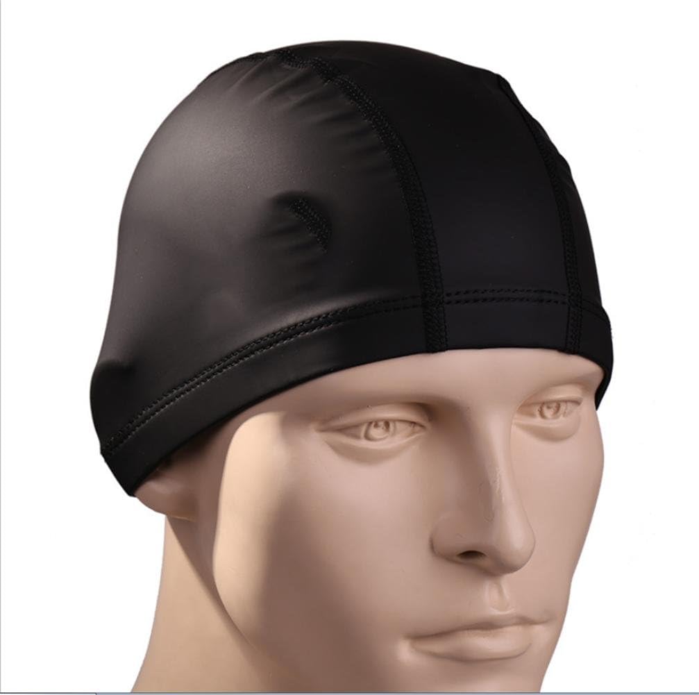 HLSwimming Pool Cap Pu Coat Comfortable Swimming Cap Male & Female Coupling Swimming Cap , Black,black