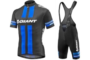 BEYLEAYCAU Men's short sleeve cycling jersey with 3 pockets and summer bib Breathable cycling set GEL-Pad