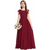 Chiffon Junior Bridesmaid Dress Lace Flower Girl Dresses for Wedding Princess Pageant Ball Gown Dress for Girls