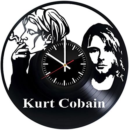 Fun Door Kurt Cobain HANDMADE Vinyl Record Wall Clock – Perfect gifts for birthday wedding anniversary valentine’s mother’s father’s day - Gift ideas for men and women him and her