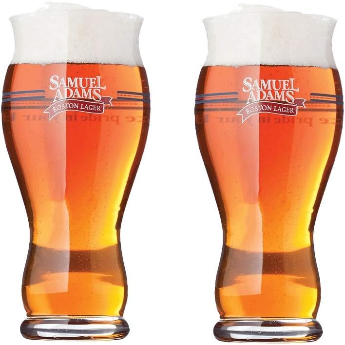 Amazon Com Samuel Adams Original Perfect Pint Take Pride In Your Beer Set Of 2 Beer Glasses