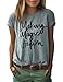 Haola Women's Summer Fashion Words Printed Tops Funny t Shirt Street Juniors Short Sleeve O Neck Tees Grey1 M